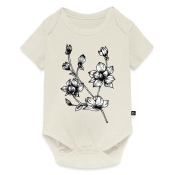 Botanical drawing / calligraphy - flower branch - Baby Premium short-sleeve bodysuit - off white - Front