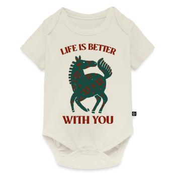 Pferde-Liebe - Baby Premium Kurzarmbody - Naturweiß - Vorne