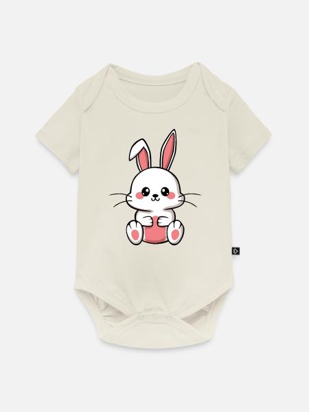 Niedliches Kaninchen - Baby Premium Kurzarmbody - Naturweiß