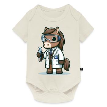 Scientifique de cheval mignon - Body à manches courtes Premium Bébé - blanc cassé - Devant
