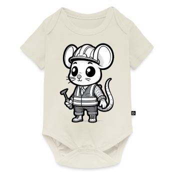 Cute Mouse Construction Worker - Baby Premium Kurzarmbody - Naturweiß - Vorne