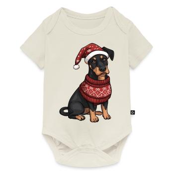 Doberman Dog Christmas Comic - Baby Premium short-sleeve bodysuit - off white - Front