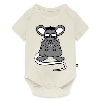 souris nerd geek hornglasses intelligent intelligent freak - Body à manches courtes Premium Bébé - blanc cassé - Devant
