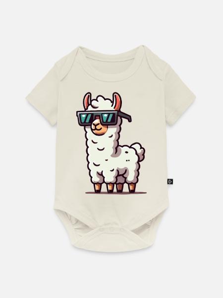 lama sonnenbrille cool - Baby Premium Kurzarmbody - Naturweiß