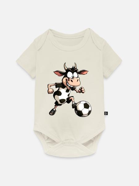 Kühe Fussball - Baby Premium Kurzarmbody - Naturweiß