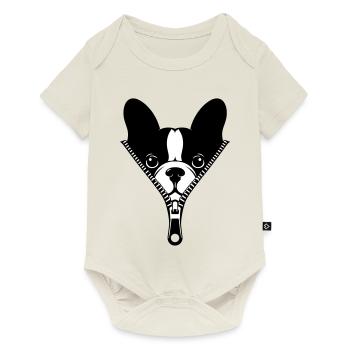 French Bulldog in a Zipper - Baby Premium short-sleeve bodysuit - off white - Front