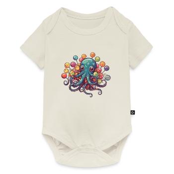 Pieuvre comique drôle avec des sucettes - Body à manches courtes Premium Bébé - blanc cassé - Devant