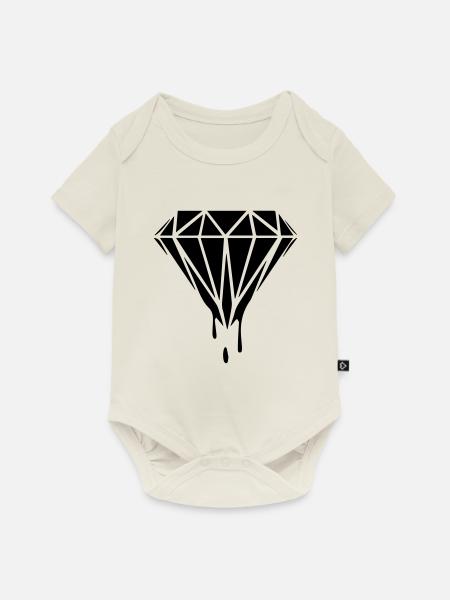 Diamand Schwarz - Baby Premium Kurzarmbody - Naturweiß