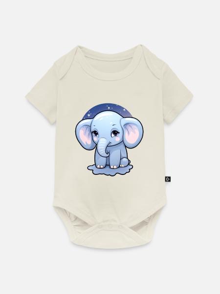 Baby Elefant Kawaii - Baby Premium Kurzarmbody - Naturweiß