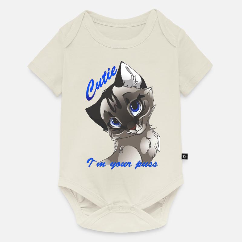 chat - Body à manches courtes Premium Bébé - blanc cassé