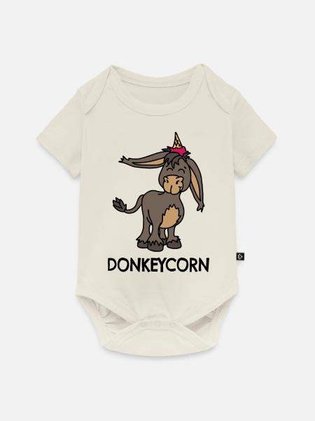 Esel Einhorn Donkeycorn - Baby Premium Kurzarmbody - Naturweiß
