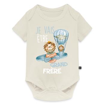 Grand frere Lion Bébé Cadeau Annonce Naissance - Body à manches courtes Premium Bébé - blanc cassé - Devant