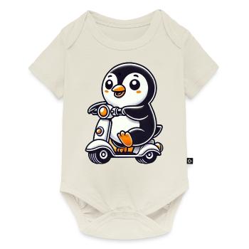 Whimsical Penguin Scooter Moped Funny Funny - Baby Premium short-sleeve bodysuit - off white - Front