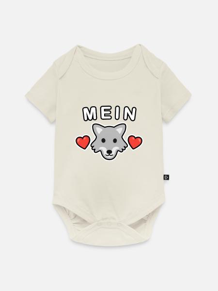 Mein Wolf ❤️ - Baby Premium Kurzarmbody - Naturweiß