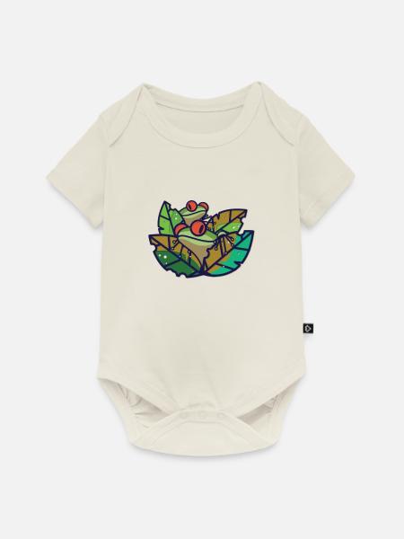 Frosch - Frösche im Teich - Baby Premium Kurzarmbody - Naturweiß