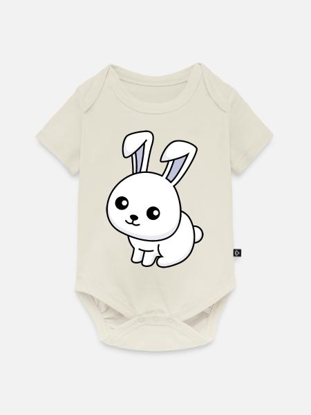 Hase Comic Tier - Baby Premium Kurzarmbody - Naturweiß