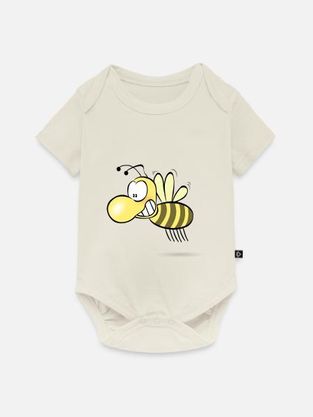 grinse-biene - Baby Premium Kurzarmbody - Naturweiß