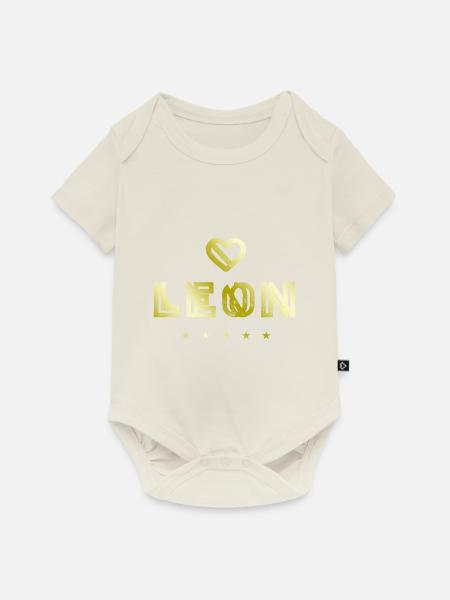 Leon Herz - Baby Premium Kurzarmbody - Naturweiß