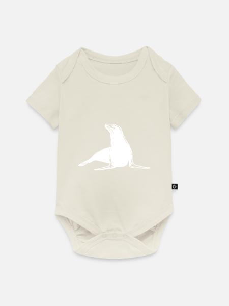 Robbe Tier - Baby Premium Kurzarmbody - Naturweiß