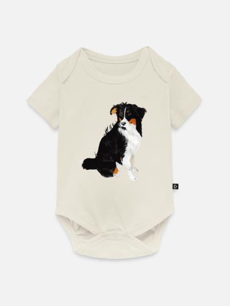 Aussie Nanouk, sitzend - Aquarell - Baby Premium Kurzarmbody - Naturweiß
