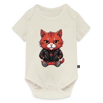 Biker Metal Cat red - Baby Premium short-sleeve bodysuit - off white - Front