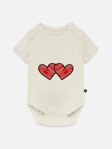 Herzen Liebe - Baby Premium Kurzarmbody - Naturweiß