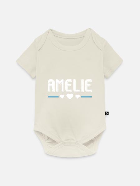 Amelie - Baby Premium Kurzarmbody - Naturweiß