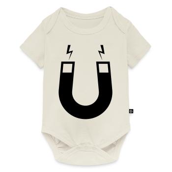 Hufeisen magnet - Baby Premium Kurzarmbody - Naturweiß - Vorne