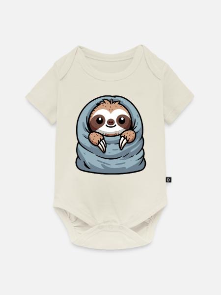 Faultier Schlafsack - Baby Premium Kurzarmbody - Naturweiß