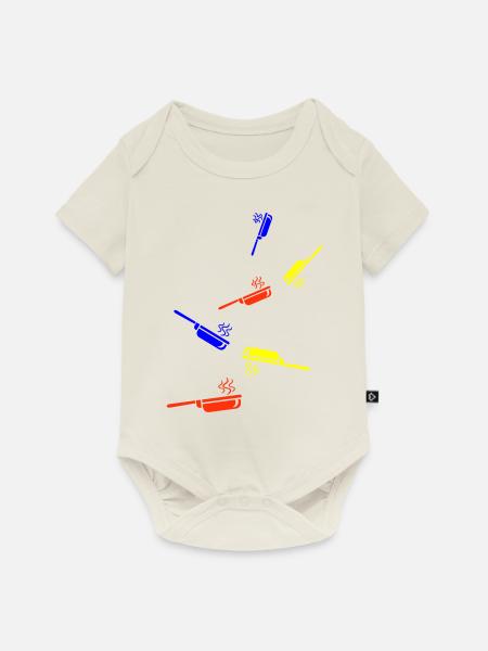 Pfanne Kochen - Baby Premium Kurzarmbody - Naturweiß