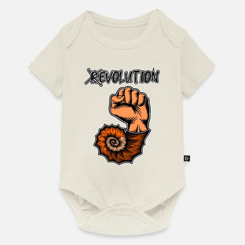 Vive l’évolution ! Révolution Fossile préhistorique - Body à manches courtes Premium Bébé - blanc cassé