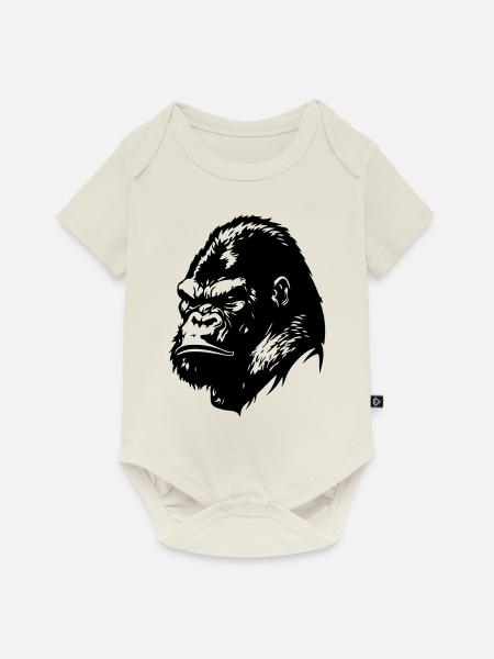 Gorilla Kopf - Baby Premium Kurzarmbody - Naturweiß
