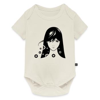 Mädchen Comic - Baby Premium Kurzarmbody - Naturweiß - Vorne