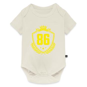 86 Zahl Wappen - Baby Premium Kurzarmbody - Naturweiß - Vorne