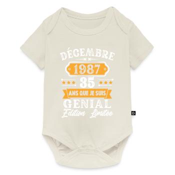 Cadeau D'anniversaire 35 Ans Décembre 1987 Rétro - Body à manches courtes Premium Bébé - blanc cassé - Devant