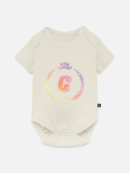 C Buchstabe Kranz - Baby Premium Kurzarmbody - Naturweiß