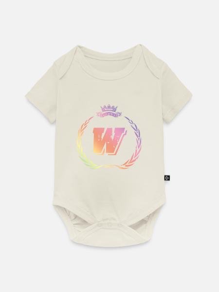 W Buchstabe Kranz - Baby Premium Kurzarmbody - Naturweiß