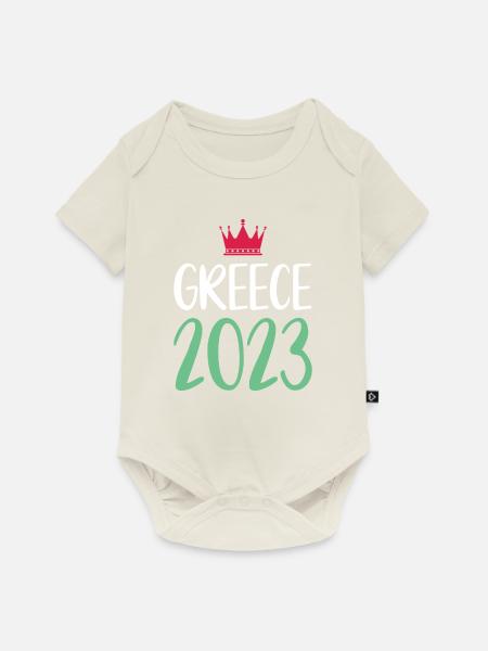 Greece 2023 - Baby Premium Kurzarmbody - Naturweiß