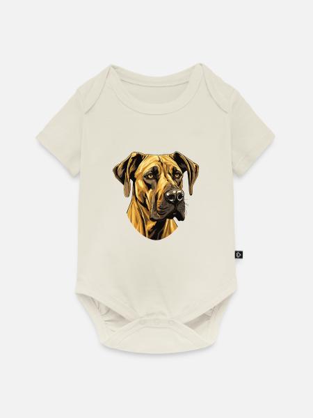 Great Dane Hund Portrait - Baby Premium Kurzarmbody - Naturweiß
