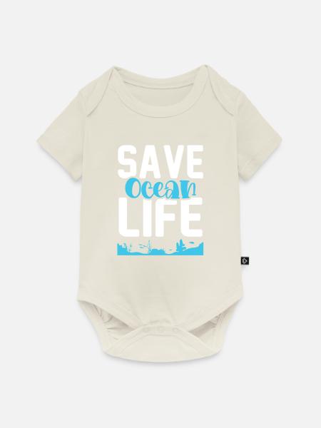 save the ocean leben - Baby Premium Kurzarmbody - Naturweiß