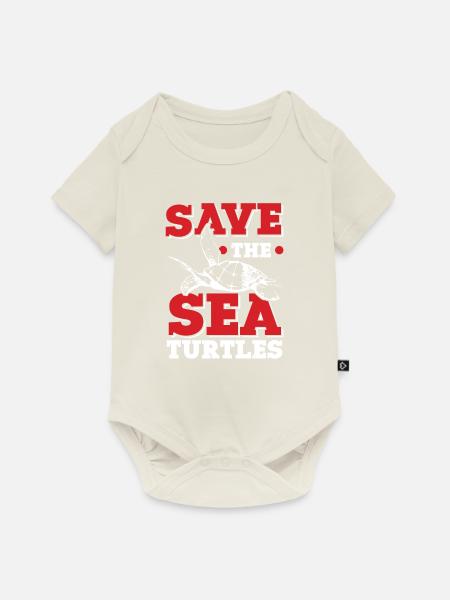 save the ocean schildkröte - Baby Premium Kurzarmbody - Naturweiß