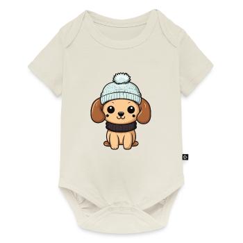 Bande dessinée d’hiver de chien - Body à manches courtes Premium Bébé - blanc cassé - Devant