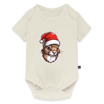 Squirrel Christmas Animal Head - Baby Premium short-sleeve bodysuit - off white - Front