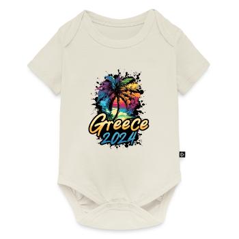 Greece 2024 Palm Trees Multicolored - Baby Premium short-sleeve bodysuit - off white - Front