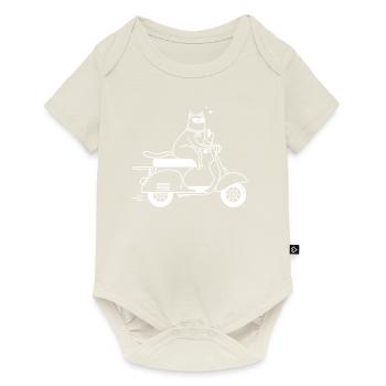 Chat cool sur un scooter - Body à manches courtes Premium Bébé - blanc cassé - Devant