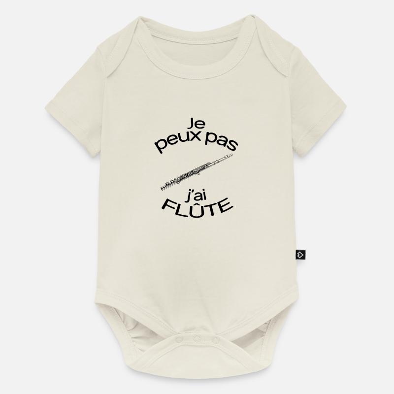Je peux pas j'ai flûte à bec traversière de pan - Body à manches courtes Premium Bébé - blanc cassé