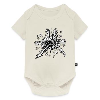 POW! Comic Strichzeichnung - Baby Premium Kurzarmbody - Naturweiß - Vorne