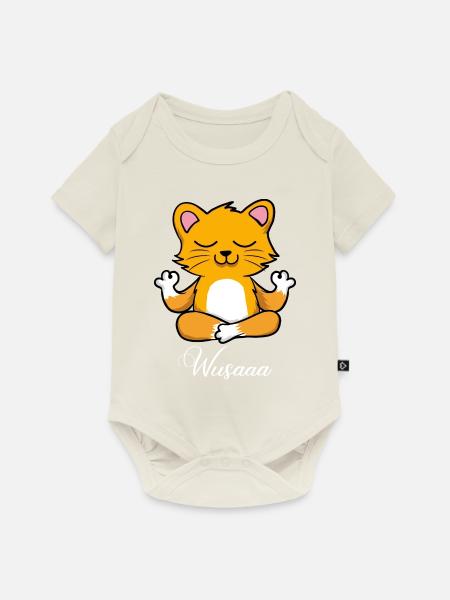 Auszeit Durchatmen Wusaaa Katze - Baby Premium Kurzarmbody - Naturweiß