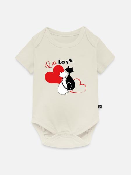 Katzenliebe - Baby Premium Kurzarmbody - Naturweiß