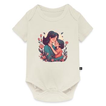 Wunderschönes Muttertagsdesign, Kind umarmt Mutter - Baby Premium Kurzarmbody - Naturweiß - Vorne